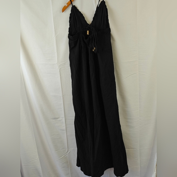 Free People Lovely Boho V Neck Maxi Dress Tie In Black Size Medium Women's - Picture 11 of 14